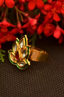 Designer Bridal Kundan Stone Adjustable Wedding Free Size Ring