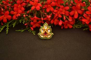Designer Bridal Kundan Stone Adjustable Wedding Free Size Ring 4