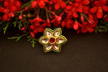 Designer Bridal Kundan Stone Adjustable Wedding Free Size Ring 1