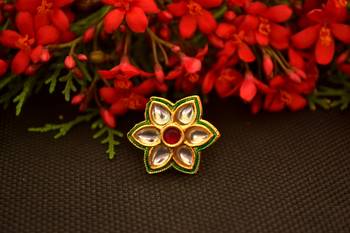 Designer Bridal Kundan Stone Adjustable Wedding Free Size Ring 2