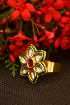 Designer Bridal Kundan Stone Adjustable Wedding Free Size Ring
