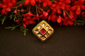 Designer Bridal Kundan Stone Adjustable Wedding Free Size Ring 1