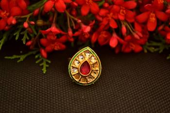 Designer Bridal Kundan Stone Adjustable Wedding Free Size Ring 1