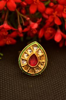 Designer Bridal Kundan Stone Adjustable Wedding Free Size Ring
