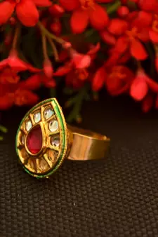 Designer Bridal Kundan Stone Adjustable Wedding Free Size Ring