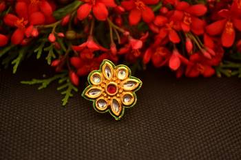 Designer Bridal Kundan Stone Adjustable Wedding Free Size Ring 1