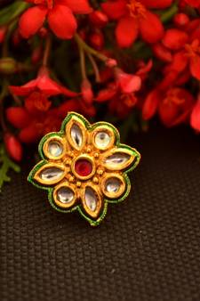 Designer Bridal Kundan Stone Adjustable Wedding Free Size Ring