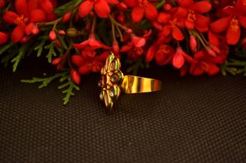 Designer Bridal Kundan Stone Adjustable Wedding Free Size Ring 2