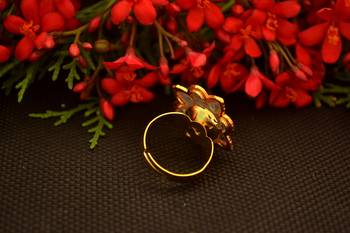 Designer Bridal Kundan Stone Adjustable Wedding Free Size Ring 3