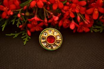 Designer Bridal Kundan Stone Adjustable Wedding Free Size Ring 1