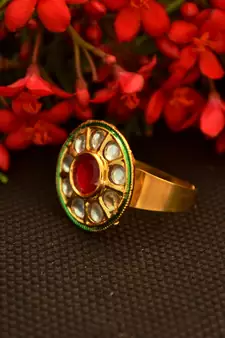 Designer Bridal Kundan Stone Adjustable Wedding Free Size Ring
