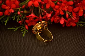 Designer Bridal Kundan Stone Adjustable Wedding Free Size Ring 3