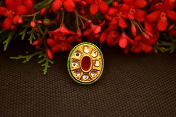 Designer Bridal Kundan Stone Adjustable Wedding Free Size Ring 1