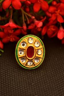 Designer Bridal Kundan Stone Adjustable Wedding Free Size Ring