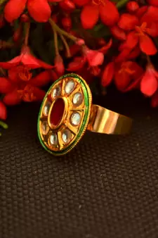 Designer Bridal Kundan Stone Adjustable Wedding Free Size Ring