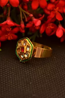 Designer Bridal Kundan Stone Adjustable Wedding Free Size Ring