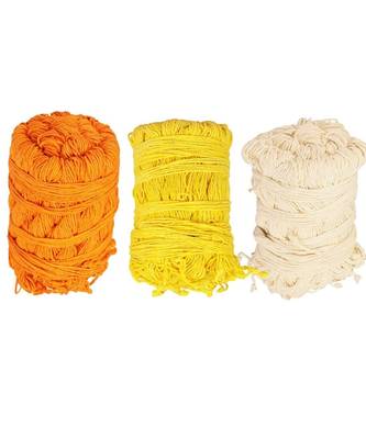 Rolimoli Yellow:: Orange:: White Cotton Janeu|Sacred Thread Janeu for Puja Made of Pure Cotton Mota Dhaga 1
