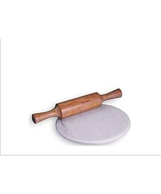 Rolimoli White Marble Handmade Anti Skid Bottom Chakla Belan Set 1