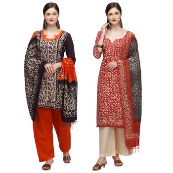 Cotton Salwar Suite With  Batik Print ( Unstitched ) 1