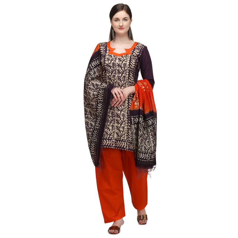 Cotton Salwar Suite With  Batik Print ( Unstitched )