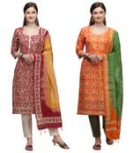 Cotton Salwar Suite With  Batik Print ( Unstitched )