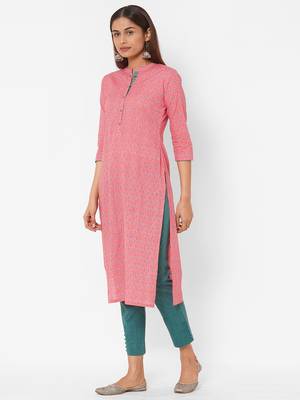 Cotton printed straight kurta 1