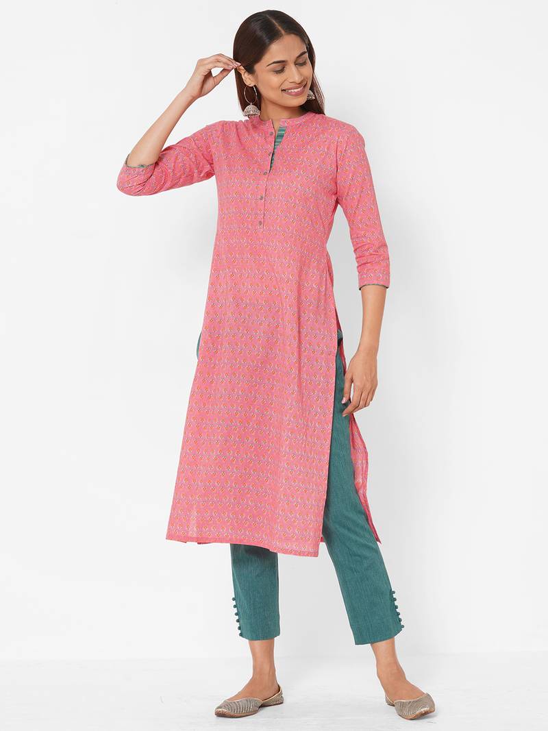 Cotton printed straight kurta