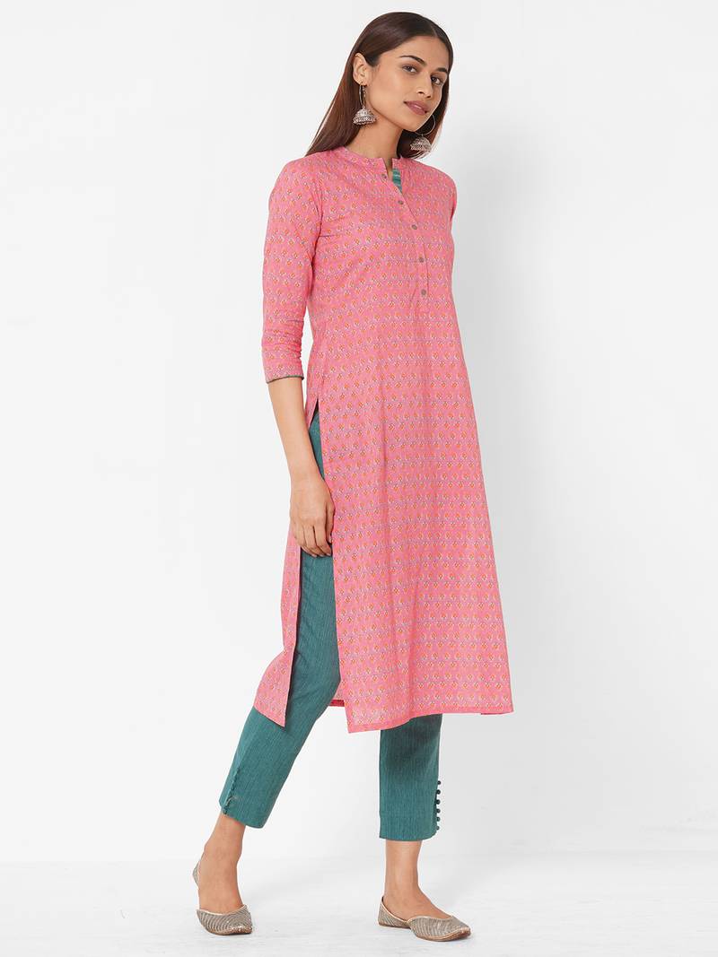 Cotton printed straight kurta