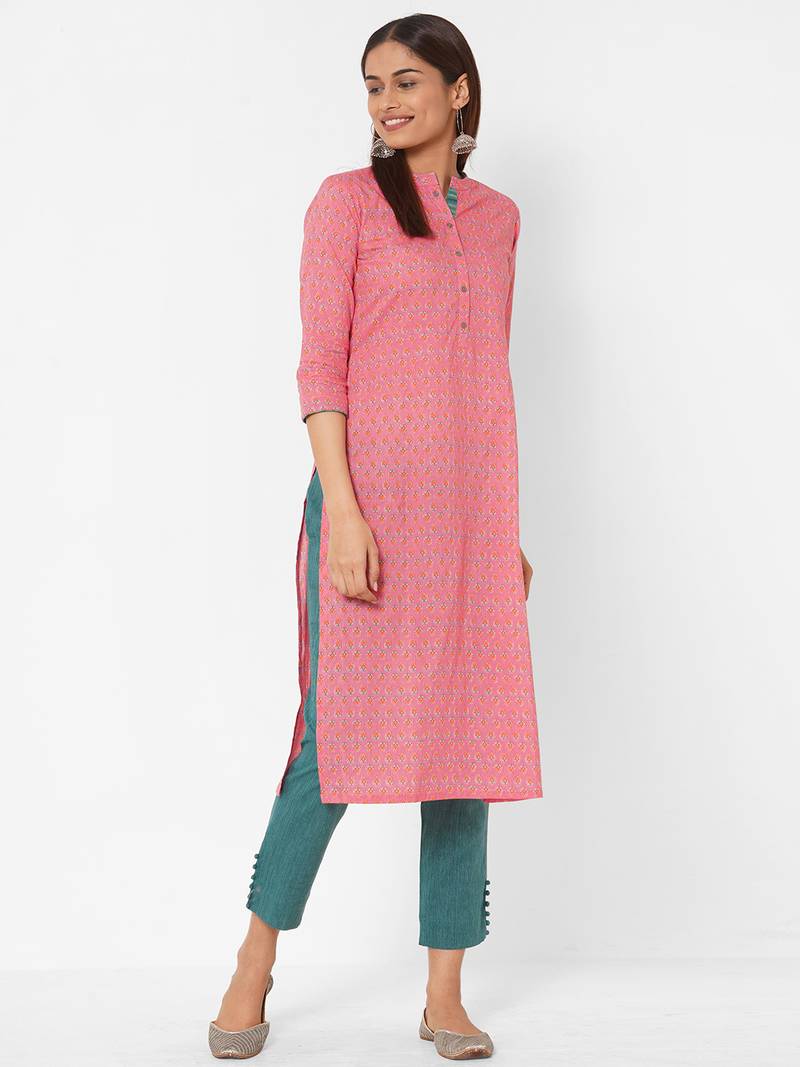 Cotton printed straight kurta