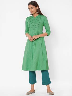 Cotton Linen kurta with embroidery 1