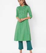 Cotton Linen kurta with embroidery