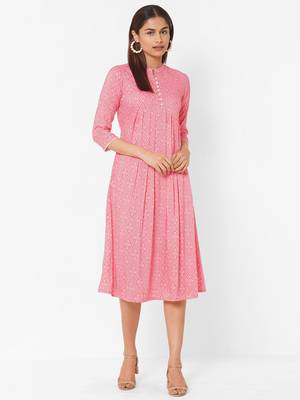 Bandhani printed dress with pleats 1
