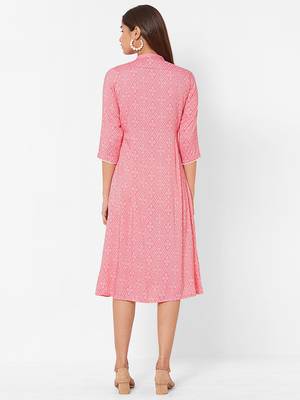 Bandhani printed dress with pleats 4