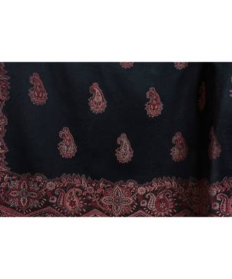 Fine Wool  Paisely Designer Border with Jaal  Kashmiri  Jacquard Wooven Soft & Warm Shawl / Stole/ Wrap 2