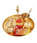 Rolimoli Pure Brass Special Puja Thali Set of 9 Items:: for Diwali Poojan/Pooja Room/Diwali Gifting