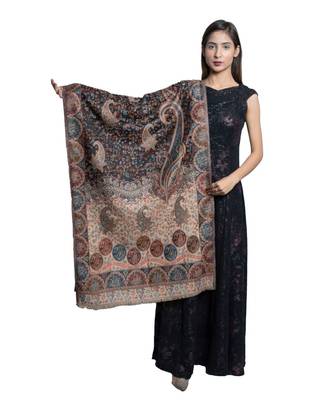 Fine Wool Kaani Jaal  Floral Paisely Pattern  Kashmiri Soft & Warm Stole / Shawl / Scarf 1