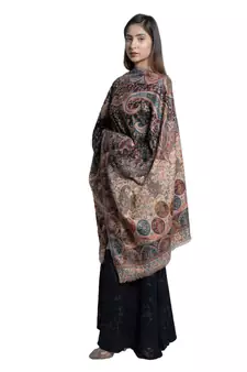 Fine Wool Kaani Jaal  Floral Paisely Pattern  Kashmiri Soft & Warm Stole / Shawl / Scarf