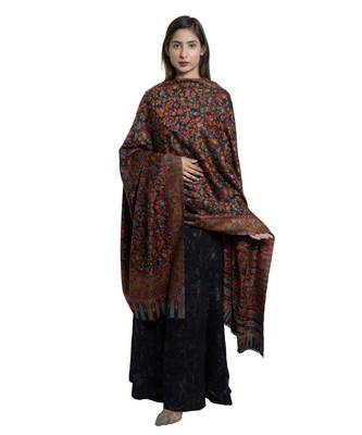 Fine Wool  Kaani Jaal Design  Floral Paisley Pattern  Kasimiri Soft and warm Shawl / Stole / wrap 4