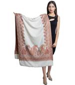 Fine Wool  Paisley Palla with Designer Border  Kashmiri Woven Soft & Warm Stole / Shawl / Scarf