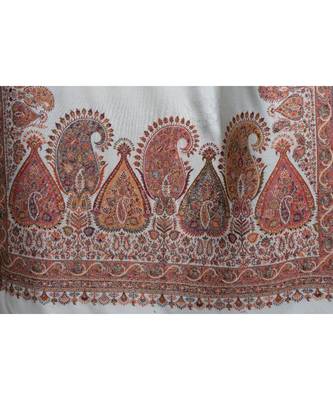 Fine Wool  Paisley Palla with Designer Border  Kashmiri Woven Soft & Warm Stole / Shawl / Scarf 2