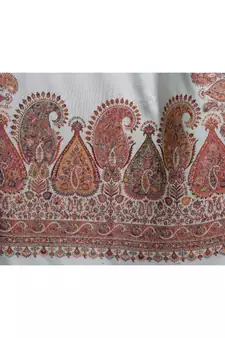 Fine Wool  Paisley Palla with Designer Border  Kashmiri Woven Soft & Warm Stole / Shawl / Scarf