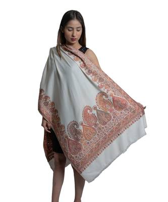 Fine Wool  Paisley Palla with Designer Border  Kashmiri Woven Soft & Warm Stole / Shawl / Scarf 4