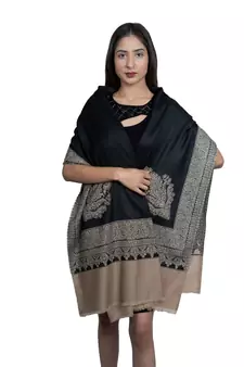 Fine Wool  Designer Border with Kunj  Kashmiri Soft Woven Stole / Shawl / Scarf
