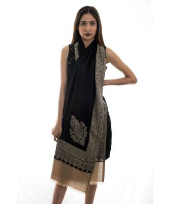 Fine Wool  Designer Border with Kunj  Kashmiri Soft Woven Stole / Shawl / Scarf 4