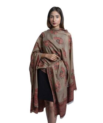 Pashmina Carpet Kaani Cutting Jaal  Designer Floral Pattern  Kashmiri Soft & Warm Shawl / Stole/ Wrap 3