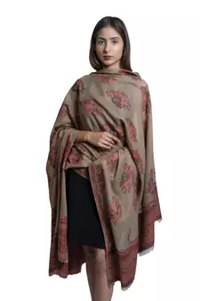 Pashmina Carpet Kaani Cutting Jaal  Designer Floral Pattern  Kashmiri Soft & Warm Shawl / Stole/ Wrap