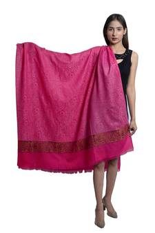 Fine Wool  Designer Paisley Palla  Self Paisley Texture all over  Pashmina Kashmiri Soft & Warm Shawl / Stole / Wrap