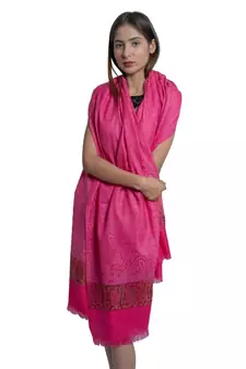 Fine Wool  Designer Paisley Palla  Self Paisley Texture all over  Pashmina Kashmiri Soft & Warm Shawl / Stole / Wrap