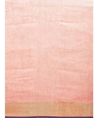 Pink Pure Linen Solid Bhagalpuri Saree 2