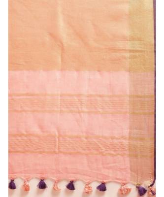 Pink Pure Linen Solid Bhagalpuri Saree 4